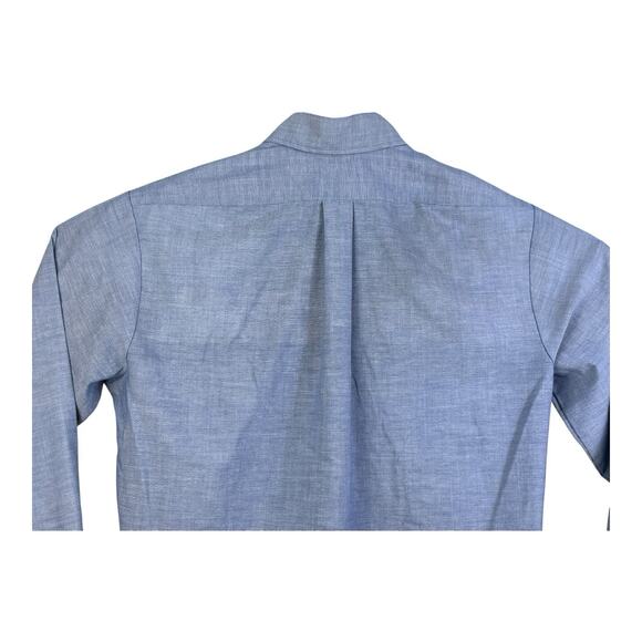 VINTAGE 70s Hall-Prest Large Button Dagger Collar Denim Color DRESS SHIRT Rare - Picture 7 of 14